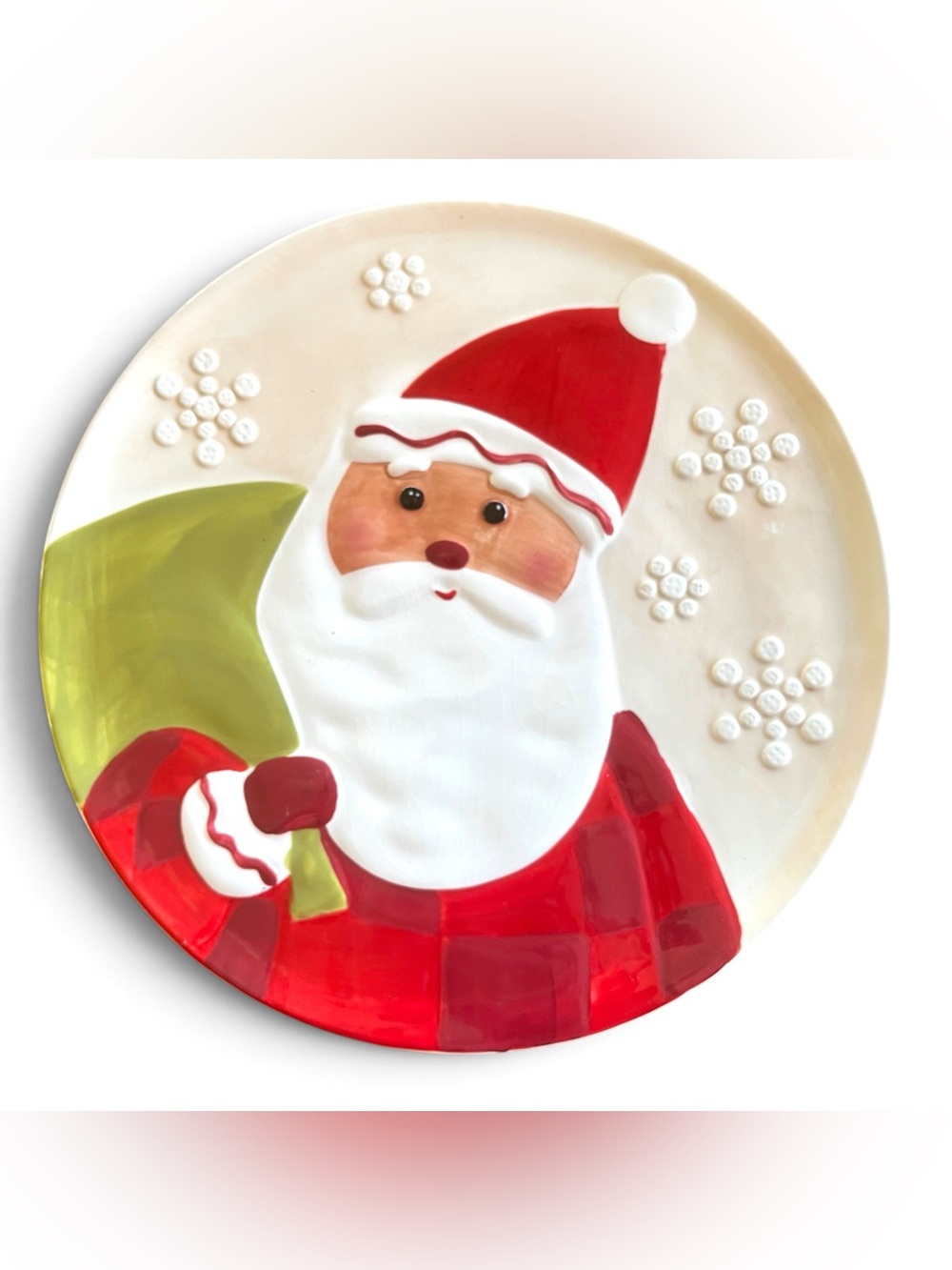 Christmas Santa Claus 10.5" Plate, Serving Tray, Holiday Decor